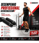Corda De Pular Speed Rope Rolamento Cabo De Aço Profissional Rubber Fit Preto