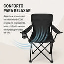 Cadeira De Pesca Dobrável Com Apoio De Braço E Porta Copos Cor Preto B&G SHOPPING