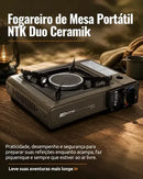 Fogareiro Camping Pesca Duo Ceramik Cor Marrom Inclui Maleta Queimador de Cerâmica Ignição automática - Nautika