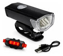 Kit Farol E Lanterna Recarregável Led 400 Lúmens Usb Bike