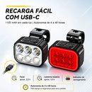 Kit Farol E Lanterna Bike Recarregável Led Bicicleta 6 Leds