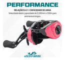 Carretilha Maruri New Crobat 7+1 Rolamentos Drag 7kg - Rosa - Direito