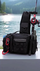 Mochila de Pesca Impermeável Tática Premium, para Camping e Pescaria ao Ar Livre, Super Resistente Leve Espaçoso, Acompanha Alicate p/ Iscas Artificiais, Completa Multius