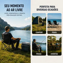 Cadeira De Pesca Dobrável Com Apoio De Braço E Porta Copos Cor Preto B&G SHOPPING