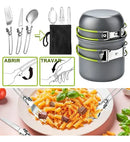 Kit Cozinha Camping Panelas Completo 14 Pecas Mini Fogareiro Cinza Fogao Portatil Acampamento Talheres Dobraveis Copos Pratos Bolsa Transporte Viagem Trilha Camping Pesca Outdoor Utensilios