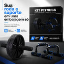 Kit Ginastica Rodinha Abdominal + Suporte Barra De Flexão Preto e Azul