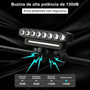 Farol Bike Buzina Lanterna Traseira Led Recarregável Usb Sinalizador Bicicleta Luz Potente Resistente Água Preto Segurança Noturna Ciclismo Mountain Bike Urbana Kit Completo 3 Em 1