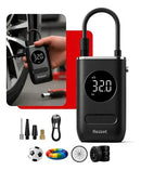 Mini Compressor Digital Portátil para Carro Moto e Bicicleta com Calibrador Digital Inflador Elétrico de Pneus LCD Lanterna LED Compacto e Recarregável Preto Marca Rezzet