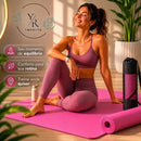 Tapete Yoga Antiderrapante de EVA Premium YR Ymports para Pilates e Fitness com Bolsa Rosa