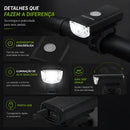 Kit Farol Led Para Bicicleta Potente Recarregável Usb