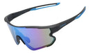 Óculos Corrida Bike Ciclismo Beach Tennis Pescaria Elleven Colors Armação Preto Lente Espelhada Azul