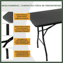 Mesa Dobrável Vira Maleta Com Alça Portátil 1.80m Para Camping Pesca Jardim Área Externa Ou Interna Salão De Festas Gourmet Cor Preto Luvinco