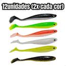Kit 24un Isca Soft Shad Silicone 10cm 6g e 9cm e 4g Para Traira Tucunaré Robalo - Tralha de Ouro