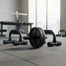 Kit Ginastica Rodinha Abdominal + Suporte Barra De Flexão Preto e Azul