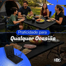 Mesa Dobrável 1,80m Vira Maleta Com Alça Portátil Para Camping Pesca Área Externa Preta
