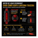 Kit Farol Bicicleta LED Recarregável USB NAVI / Lanterna Traseira Impermeável Luz Dianteira Potente Alta Visibilidade Sinalizador LED MTB Speed Urbana Elétrica com Modos de Pisca e Fixação Fácil