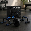 Kit Ginastica Rodinha Abdominal + Suporte Barra De Flexão Preto e Azul