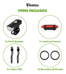 Kit Farol Lanterna Bike Bicicleta Luz Ultra LED Potente Forte Recarregável USB Forte Dianteira Traseira Pisca Sinalizador À Prova D'Água IP67 Kaizu