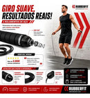 Corda De Pular Speed Rope Rolamento Cabo De Aço Profissional Rubber Fit Preto