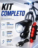Kit Farol e Lanterna Premium Para Bicicleta Potente Recarregável Led Bike Ciclismo USB 400 Lúmens Prova D'Água Comica