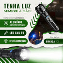 Lanterna Tática T9 Led Recarregável Mais Potente Do Mundo Alto Brilho Zoom Xhp Preto Luz Branca Holofote Pesca Sítio Fazenda Nixzen