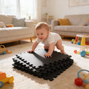 Kit 12 Tapetes Tatame Eva Preto Academia Yoga 50x50cm 10mm