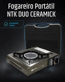 Fogareiro Camping Pesca Duo Ceramik Cor Marrom Inclui Maleta Queimador de Cerâmica Ignição automática - Nautika