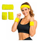 Kit Headband Punhos Fantasia Anos 80 Corrida Academia Malhar