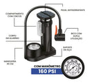 Bomba De Encher Pneus Bicicleta Carro Moto Bola Colchão Manual Portátil 160psi Preto Bomba de ar de Pedal