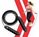 Corda De Pular Speed Rope Rolamento Cabo De Aço Profissional Rubber Fit Preto