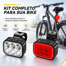 Kit Farol E Lanterna Bike Recarregável Led Bicicleta 6 Leds