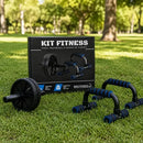 Kit Ginastica Rodinha Abdominal + Suporte Barra De Flexão Preto e Azul