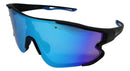 Óculos Corrida Bike Ciclismo Beach Tennis Pescaria Elleven Colors Armação Preto Lente Espelhada Azul