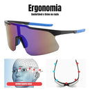 Óculos Corrida Ciclismo Beachtenis Masculino Feminino Uv400 Espelhada Preto E Azul