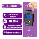 Balança Digital Com Gancho Pesca Bagagem Até 50 Kg Cor Preto