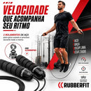 Corda De Pular Speed Rope Rolamento Cabo De Aço Profissional Rubber Fit Preto