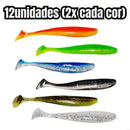 Kit 24un Isca Soft Shad Silicone 10cm 6g e 9cm e 4g Para Traira Tucunaré Robalo - Tralha de Ouro