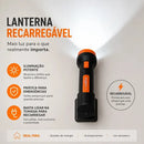 Lanterna Recarregável Bivolt 5 Leds Tática Portátil Emergência Camping Pesca Casa Luz Forte 2 Modos Iluminação