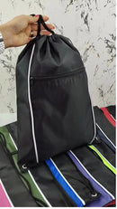 Mochila Saco Fanza Moda e Acessórios Preto Sport 35x45cm Com Bolso Zíper