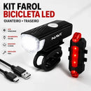 Kit Farol Bicicleta LED Recarregável USB NAVI / Lanterna Traseira Impermeável Luz Dianteira Potente Alta Visibilidade Sinalizador LED MTB Speed Urbana Elétrica com Modos de Pisca e Fixação Fácil