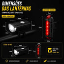 Kit Farol Bicicleta LED Recarregável USB NAVI / Lanterna Traseira Impermeável Luz Dianteira Potente Alta Visibilidade Sinalizador LED MTB Speed Urbana Elétrica com Modos de Pisca e Fixação Fácil