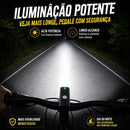 Kit Farol Bicicleta LED Recarregável USB NAVI / Lanterna Traseira Impermeável Luz Dianteira Potente Alta Visibilidade Sinalizador LED MTB Speed Urbana Elétrica com Modos de Pisca e Fixação Fácil