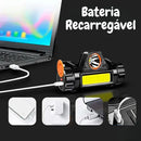 Lanterna Cabeça Testa Capacete Com Foco Recarregável Usb Ajustável Com Imã Resistente Água Led T6 + 1 Led Cob Forte Potente Cor Luz Branco