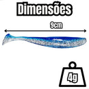 Kit 24un Isca Soft Shad Silicone 10cm 6g e 9cm e 4g Para Traira Tucunaré Robalo - Tralha de Ouro