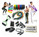 Kit 20 Itens: Elasticos Extensores + 5 Mini bands + 1 Corda de Pular + 1 Cross tube + 1 Thera Band + Guia de Exercícios Cardio- Fisioterapia - Pilates- Academia- Treino em Casa Reativo Sport e Fitness