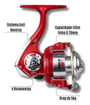 Molinete Joker Mini 4 Rolament Red Alumínio Anti Reverso Pnc