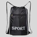 Mochila Saco Fanza Moda e Acessórios Preto Sport 35x45cm Com Bolso Zíper