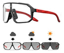 Óculos Ciclismo Fotocromático Transparente Scvcn Uv400 Armação Vermelho/preto