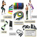 Kit 20 Itens: Elasticos Extensores + 5 Mini bands + 1 Corda de Pular + 1 Cross tube + 1 Thera Band + Guia de Exercícios Cardio- Fisioterapia - Pilates- Academia- Treino em Casa Reativo Sport e Fitness