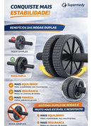 Roda Abdominal Supermedy Dupla Reforçada, Com Cabo Antiderrapante e Suporte Para 120kg